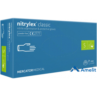 Рукавички нітрилові, Nitrylex Classic (S),без пудри, сині (Mercator Medical), 50 пар